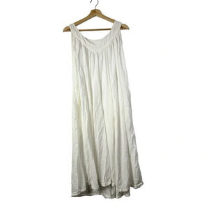 Boutique White Cotton Sleeveless Kaftan Midi Dress OS
